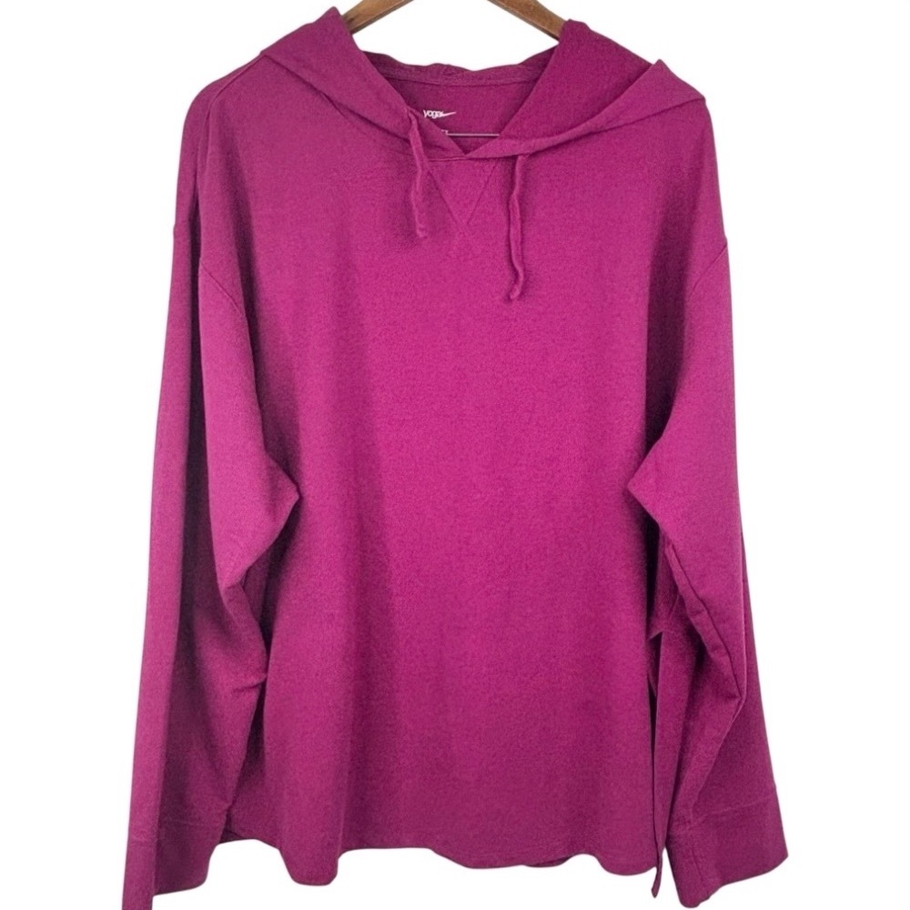 Nike Yoga Dri Fit Sweat Wicking French Terry Dynamic Berry Hooded Pullover 2X
